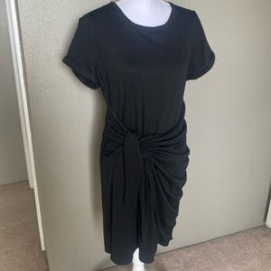 Women’s Little Black Body-con Dress-size Large, short sleeve, cotton blend, tied